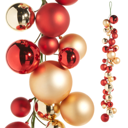 6' Red and Gold Balls Garland