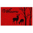 Welcome Deer on Red Doormat