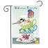 Songbirds and Teacups Applique Garden Flag