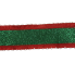 2.5" x 10yd Green and Red Ribbon with White Pom Pom Border