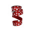 2.5" x 100ft White Glitter Polka Dots on Red Ribbon