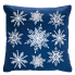 17" Midnight Blue Embroidered Snowflake Pillow