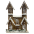 12" Brown Lighted Townhouse with Snow