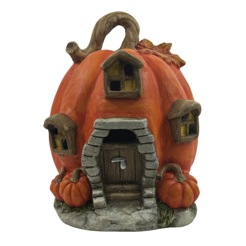 14" Light Up Pumpkin House