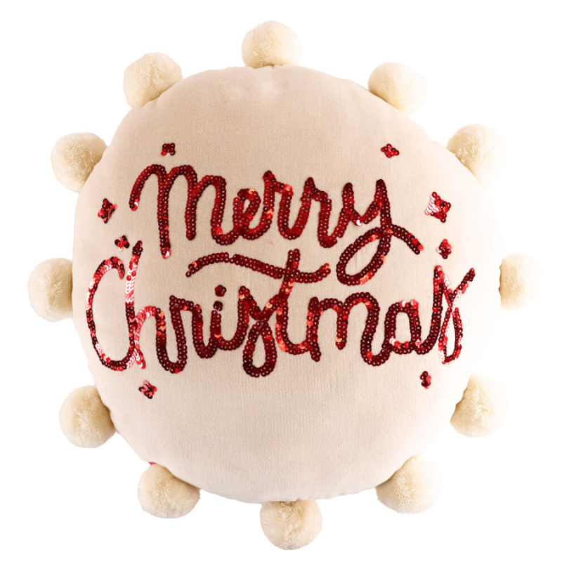 18" Merry Christmas Round Pillow