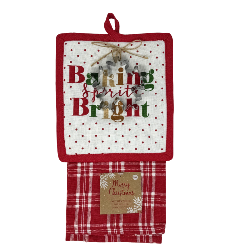 3pc Holiday Kitchen Set- Baking Spirits Bright