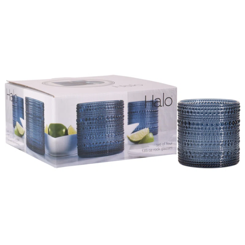 Halo Set of Four 13.5oz Glasses- Blue