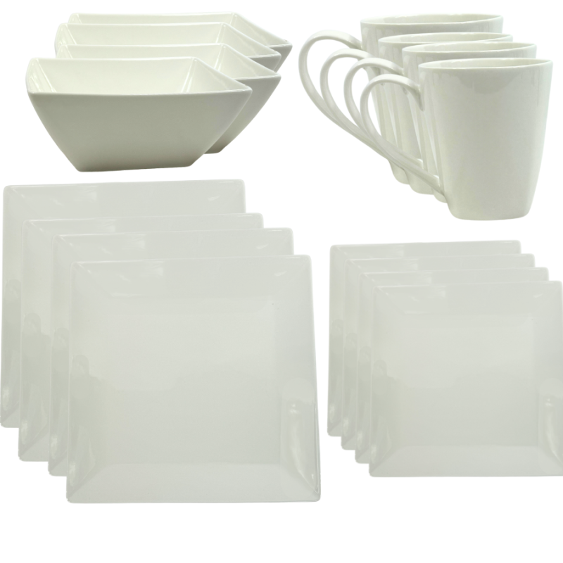 White Porcelain Dinner Set- 16pc