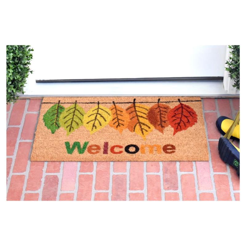 Welcome with Colorful Hanging Leaves Doormat