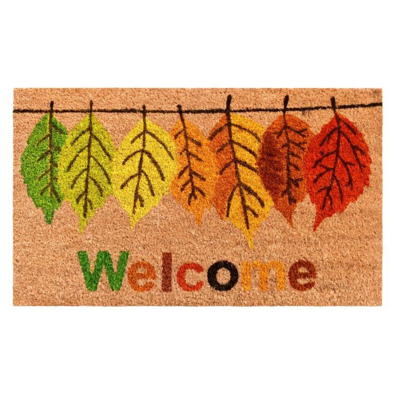 Welcome with Colorful Hanging Leaves Doormat