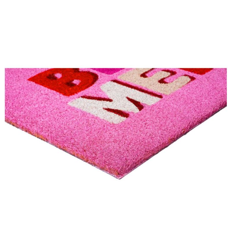 Be Merry on Pink Background Doormat