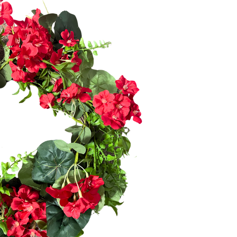 24" Geranium Mixed Foliage Wreath