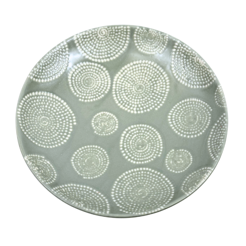 Ceramic Gray and White Swirl Pedestal Plate