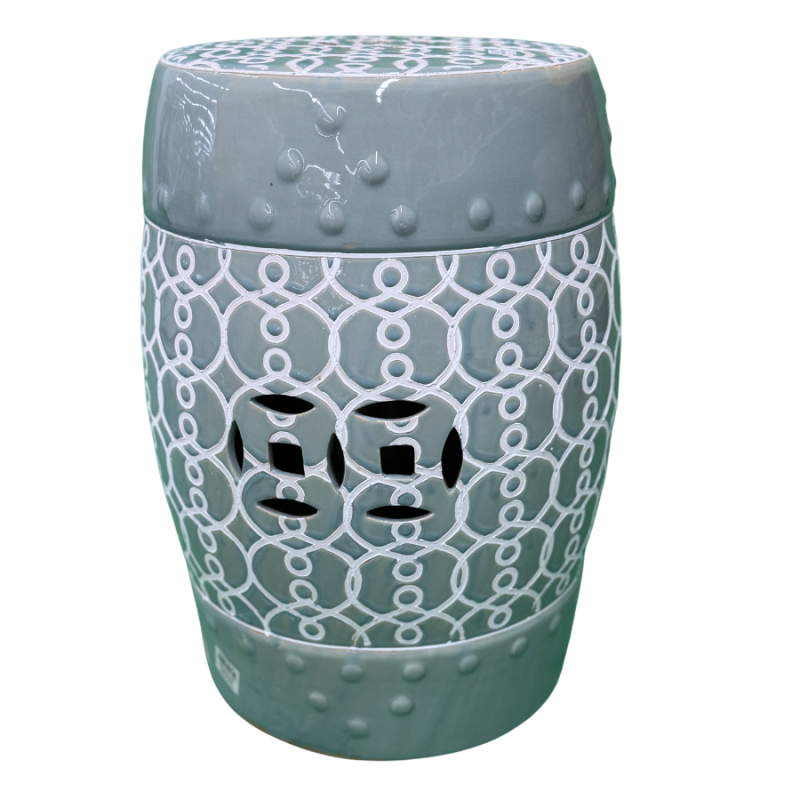 Light Blue Patterned Garden Stool