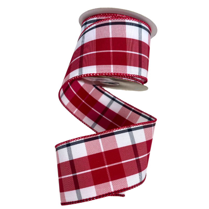 2.5" x 10yd Red Plaid Ribbon