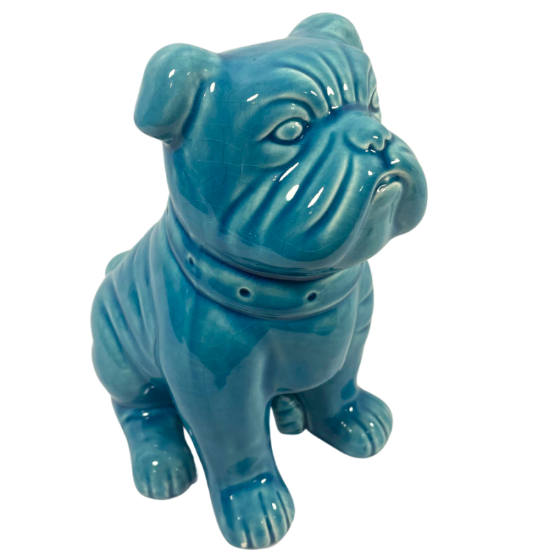 8" Turquoise Sitting British Bulldog Figurine