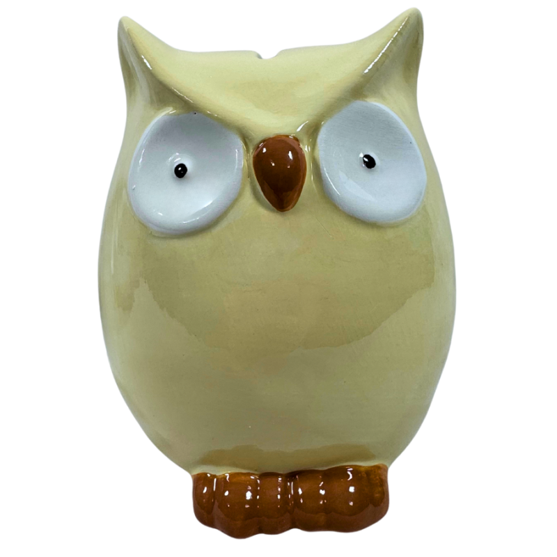 6" Porcelain Owl Bank- Yellow