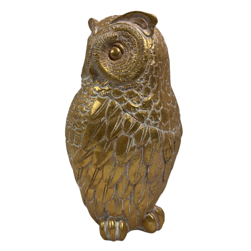 8" Dusty Gold Owl Statue