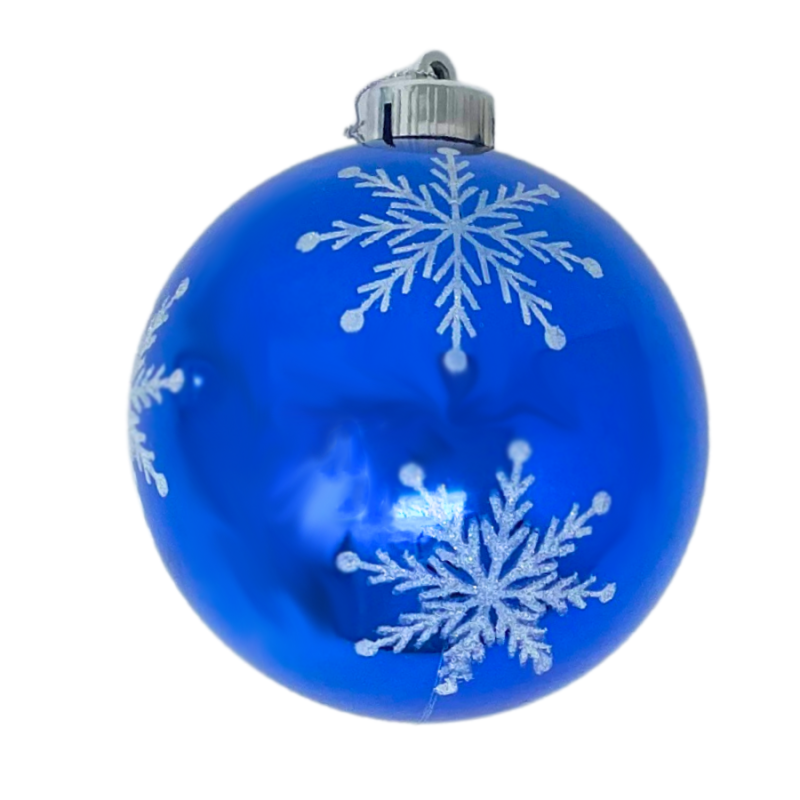 4" Navy Blue w/ Snowflakes Shiny Ornament