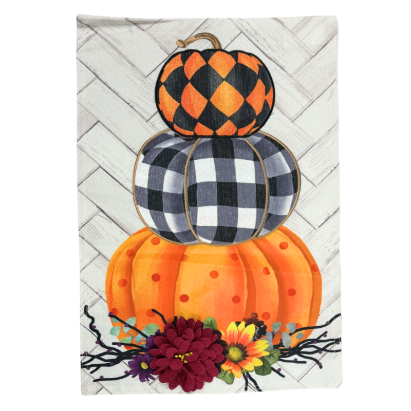 Haunted Stacked Pumpkins Garden Flag