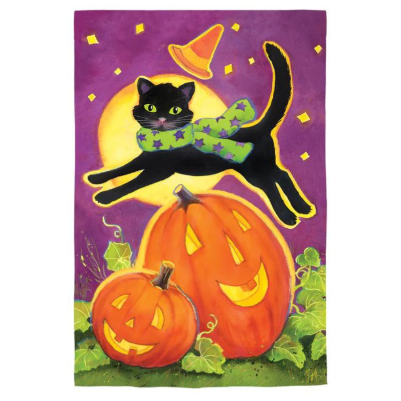 Over The Moon Cat Garden Flag