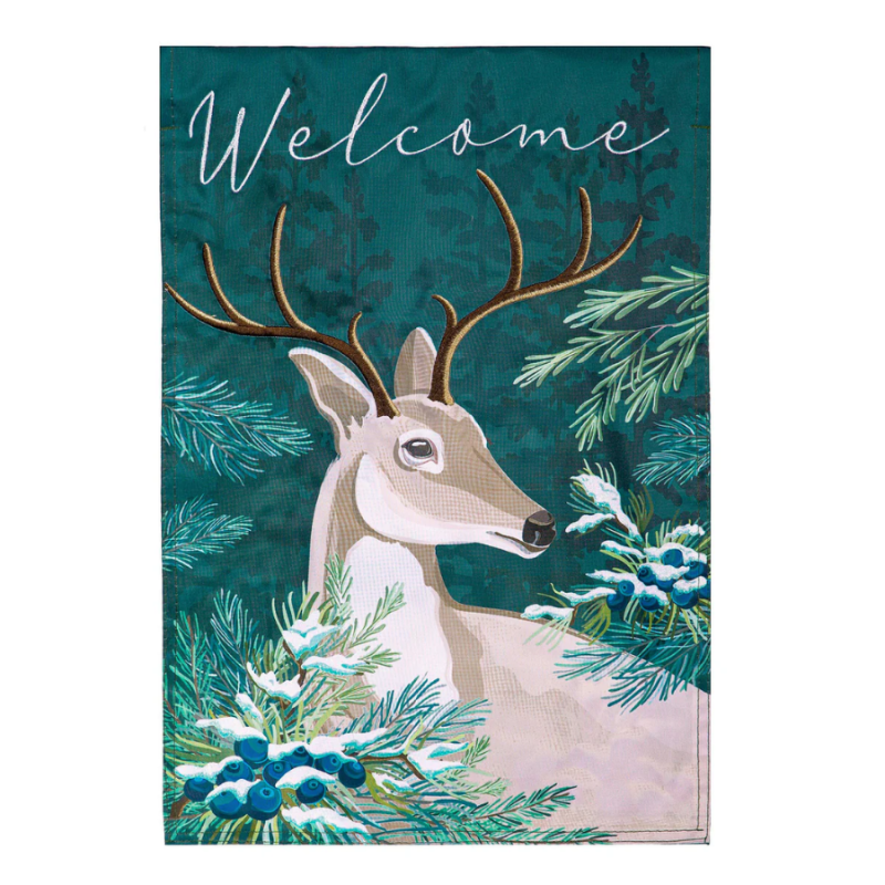 Woodland Deer Welcome House Flag