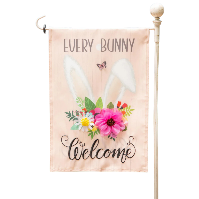 Every Bunny Welcome Applique Garden Flag