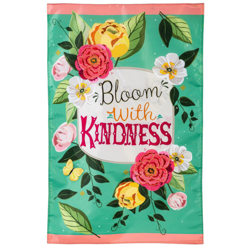 Bloom with Kindness Applique Garden Flag