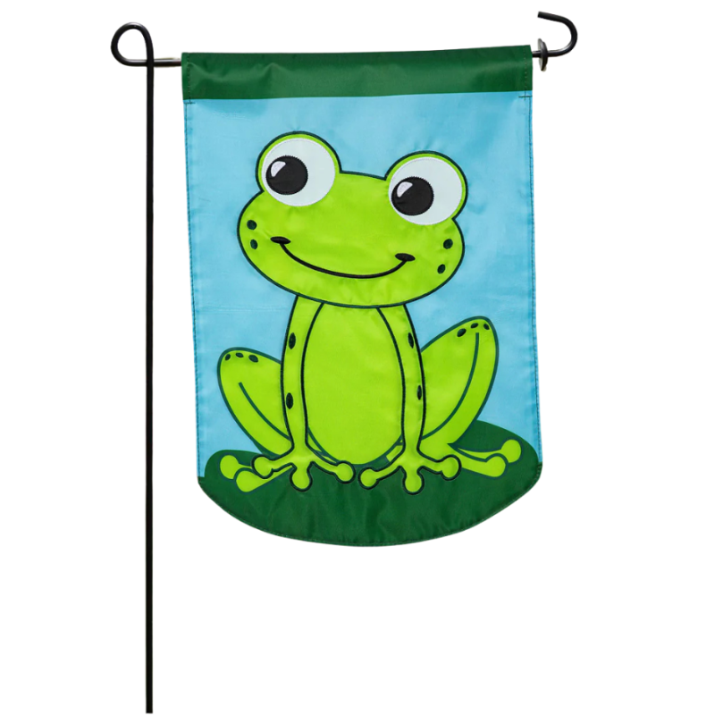 Frog Basic Applique Garden Flag