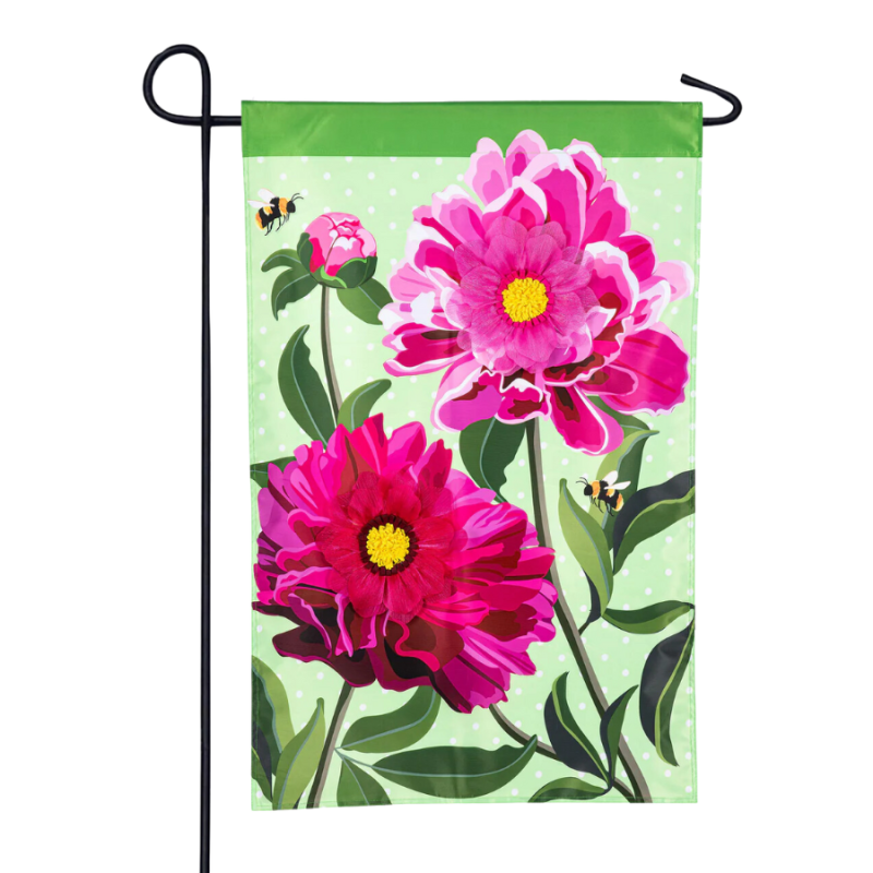 Peony Garden Applique Garden Flag