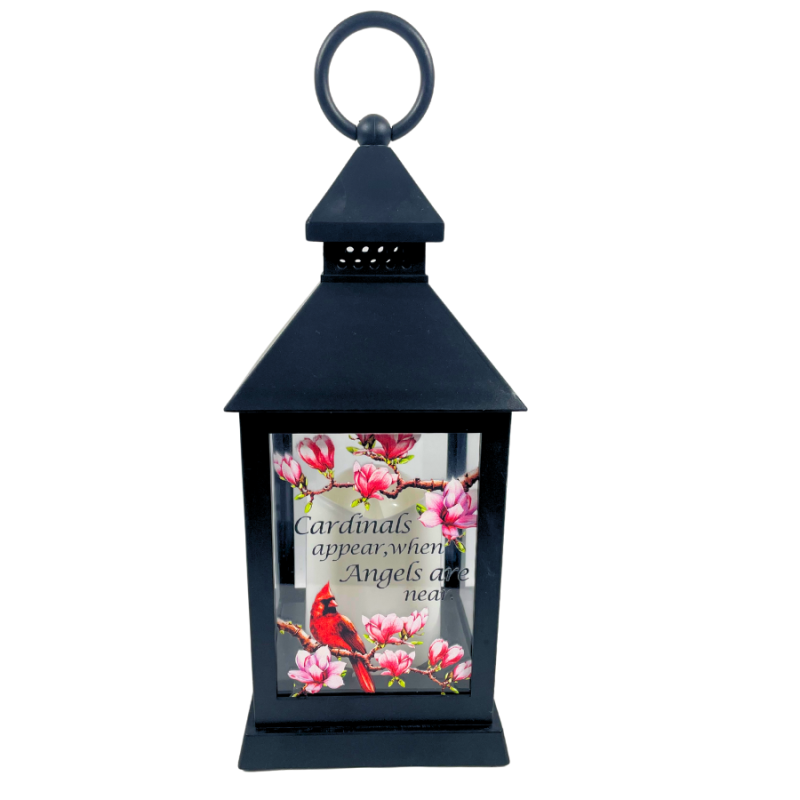 11" Cardinals Appear Lantern w/ LED Candle