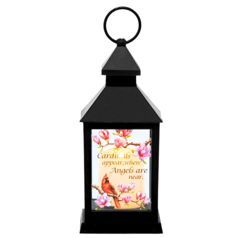 11" Cardinals Appear Lantern w/ LED Candle