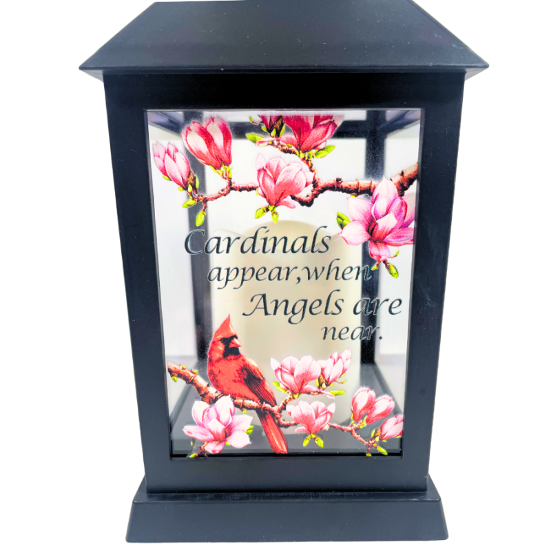 11" Cardinals Appear Lantern w/ LED Candle