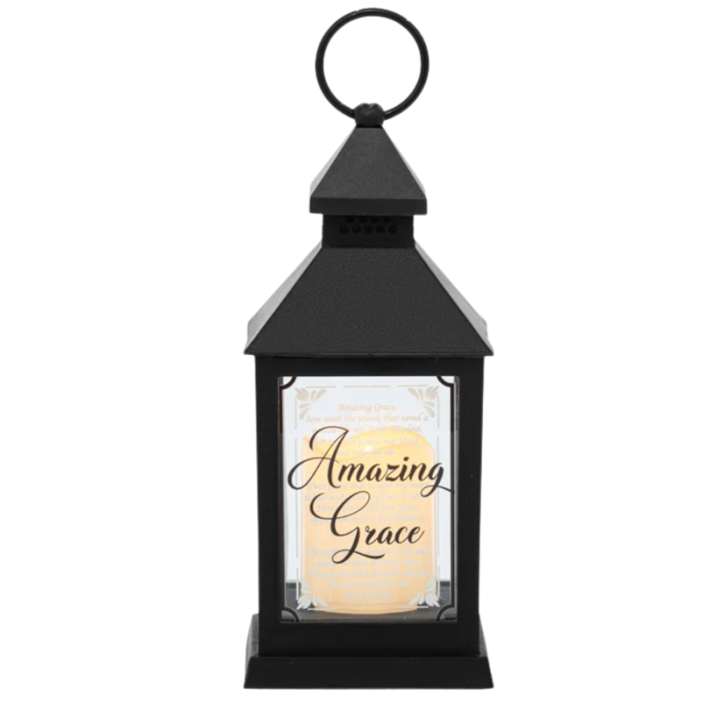 11" Amazing Grace Lantern w/ LED Candle