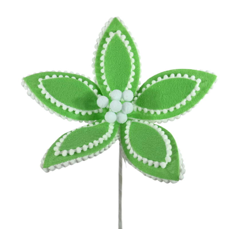 19" Felt Poinsettia Pick-Light Green