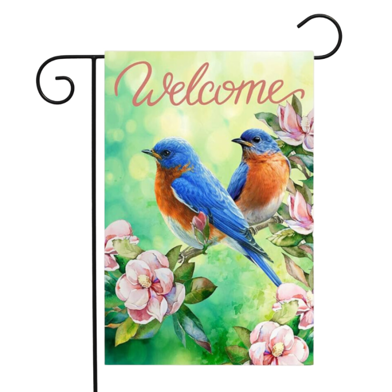 Blue Bird Welcome Garden Flag