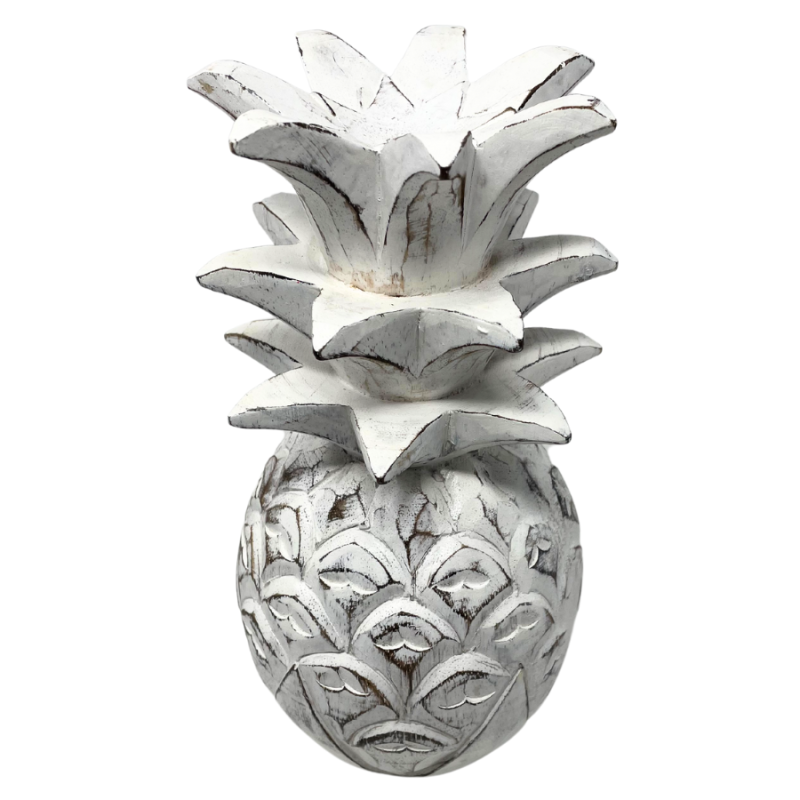 9.5" Faded White Pineapple Figurine