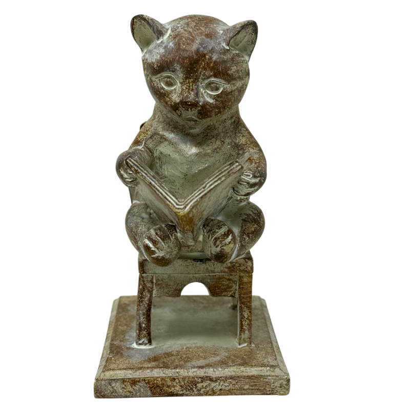 5" Reading Kitten Statue