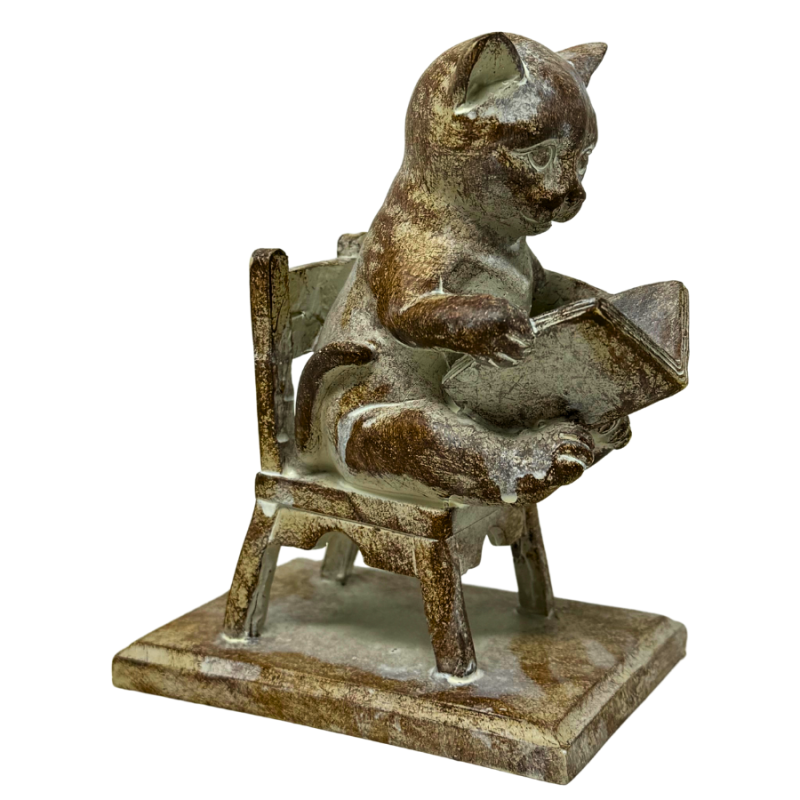 5" Reading Kitten Statue