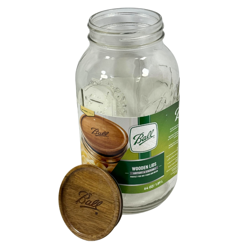 64oz Glass Jar w/ Wooden Lid