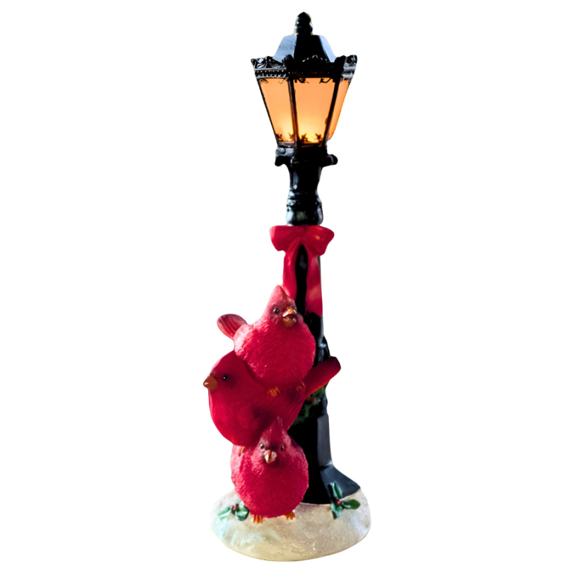 14.5" Lighted Street Lamp w/ Cardinals