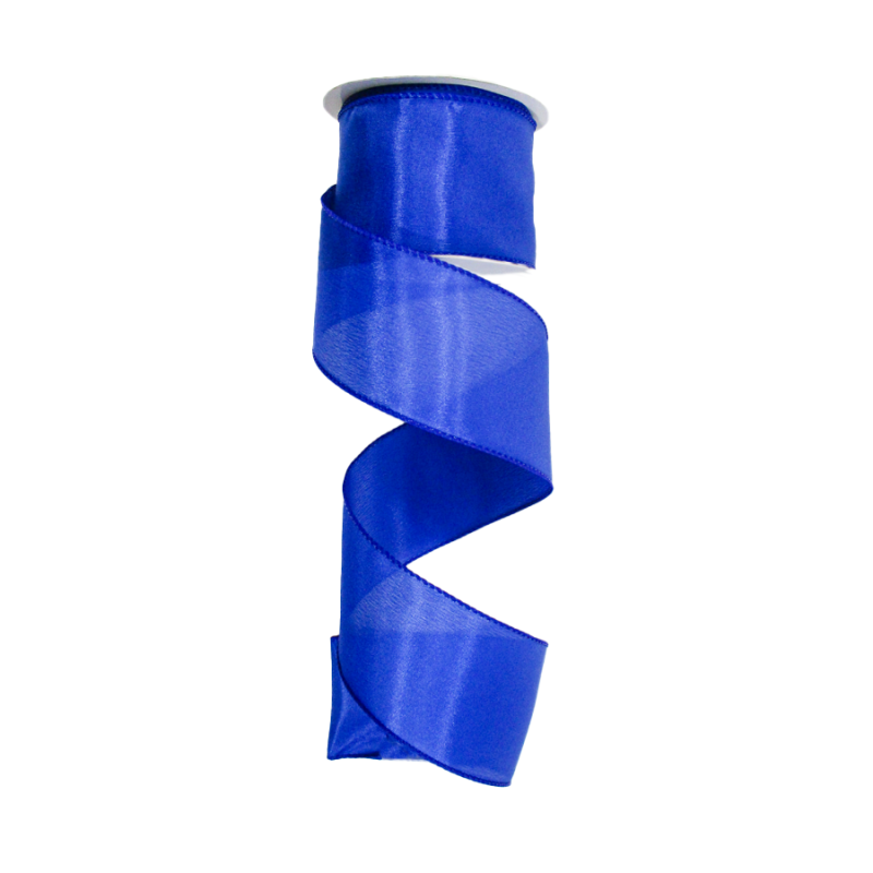 MingRibbon 40 mm Wide Blue Christmas Wired Ribbon, Satin Ribbon With  Organza Edge