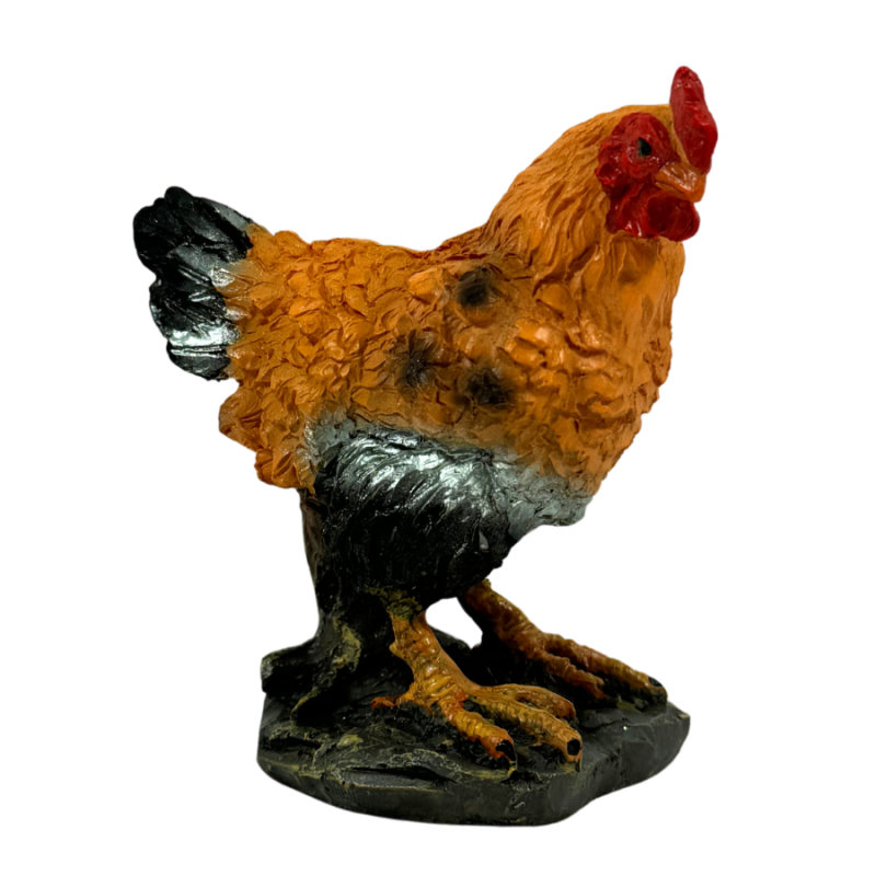 4" Orange Rooster Figurine