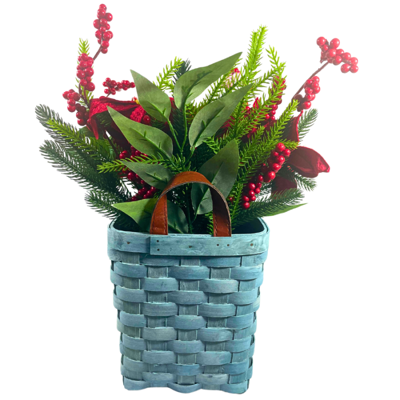 22" Poinsettia & Berry Arrangement in Basket