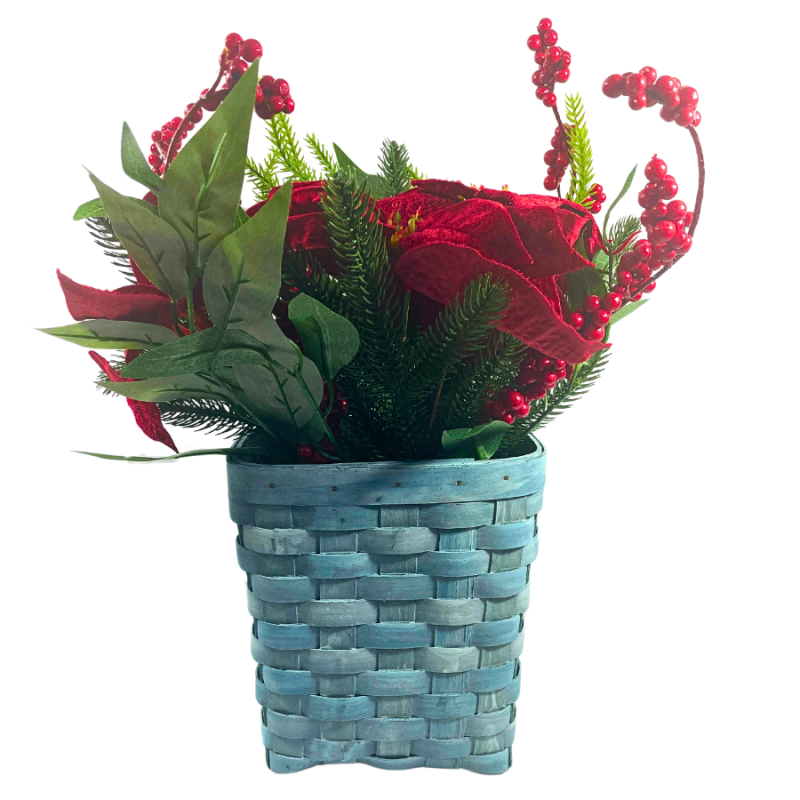 22" Poinsettia & Berry Arrangement in Basket