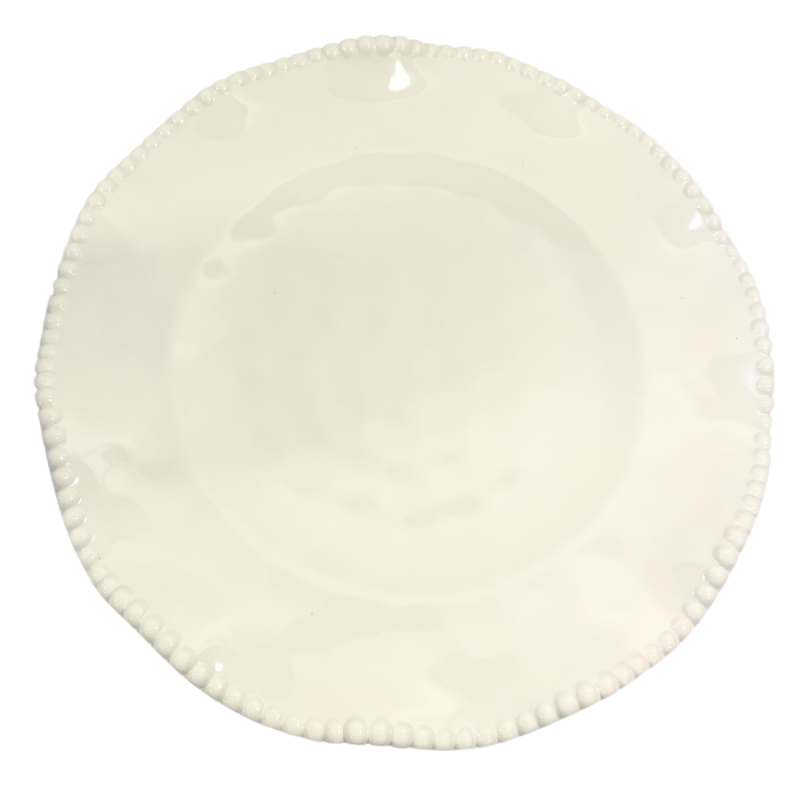 11" White Dotted Rim Plate