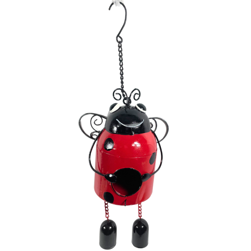 16" Ladybug Birdhouse/Windchime Decor