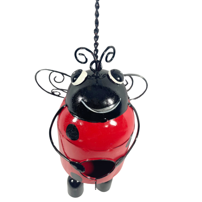 16" Ladybug Birdhouse/Windchime Decor