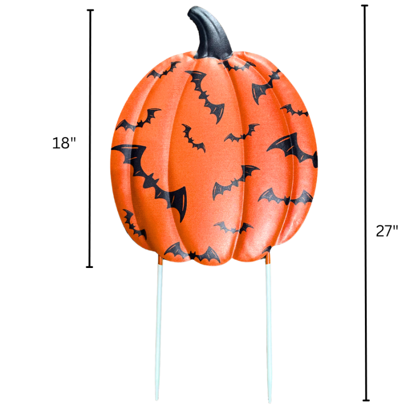 Pumpkin w/ Bats Yard Stake