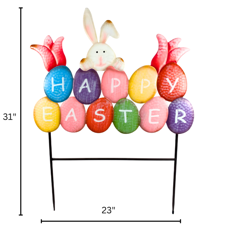 31" Metal Happy Easter Yard Stake